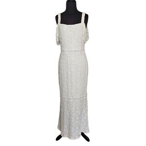 RALPH LAUREN LRL Lace Maxi Dress Size 8 White Sleeveless Elegant Bridal READ